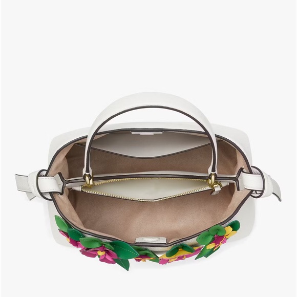 Kate Spade Knott Floral Applique Medium Top-handle Bag, Light Cream NWT - Picture 5 of 8